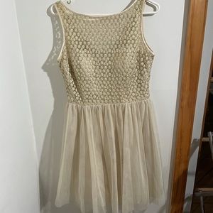 Aqua Dresses Cream Tulle Dress